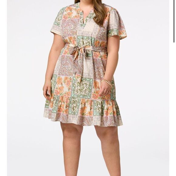 Cato xl PLUS SIZE PAISLEY PATCH DRESS - Picture 1 of 15